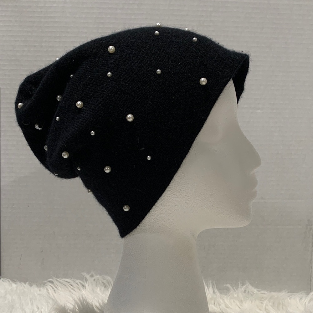 THE Cashmere Project Cashmere Beanie with Faux Pearl Details. NWOT
